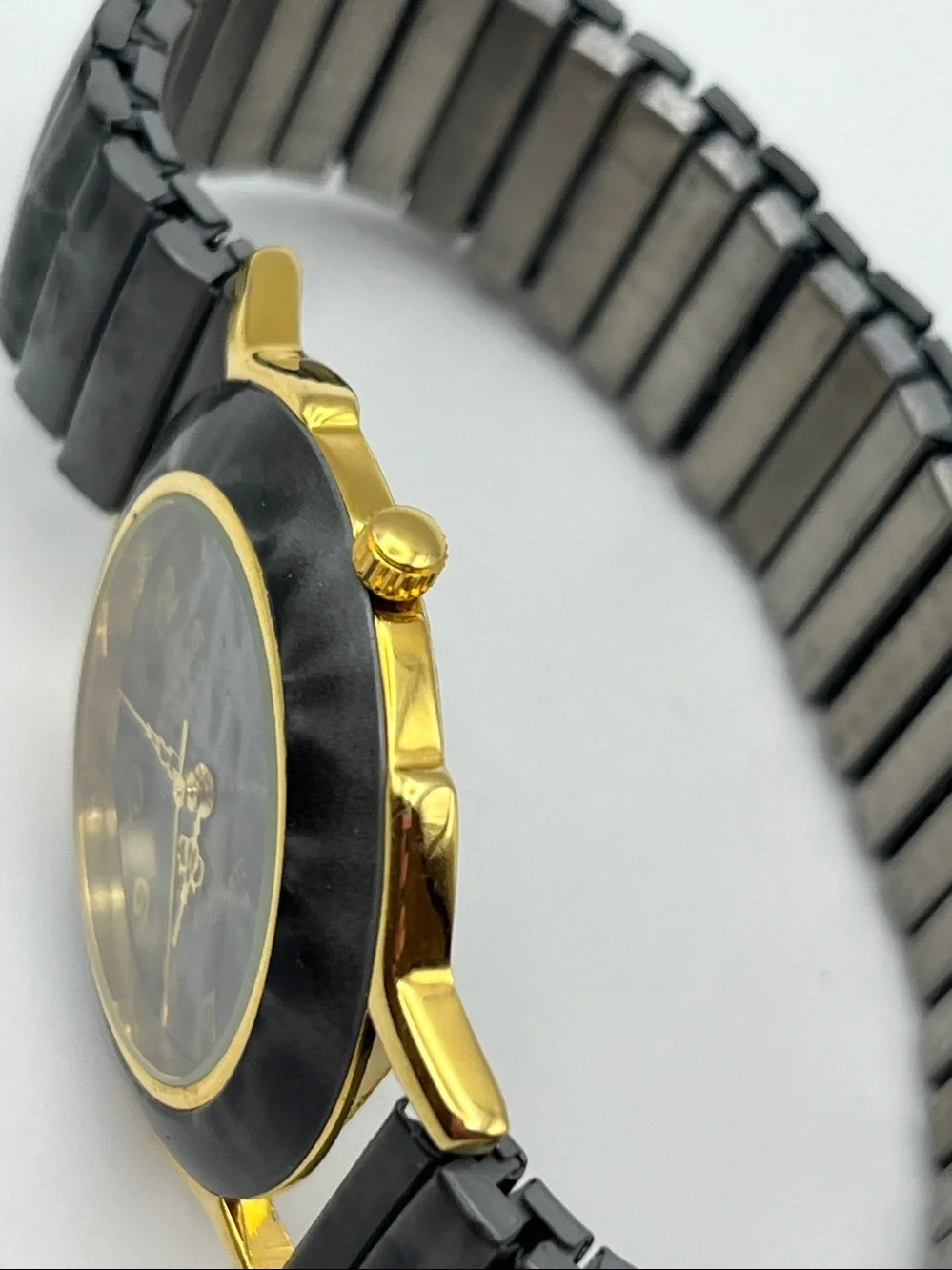 Michelle Louise Black and Gold Marble-Effect Women’s Quartz Watch